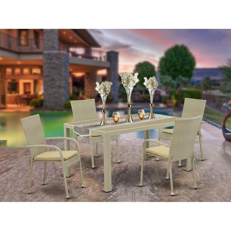 INVERNADERO 5 Piece Jubi Outdoor-furniture Natural Color Wicker Dining Set - Natural IN2246057